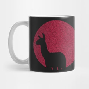 Distressed Minimalistic Red Sun Llama Silhouette Mug